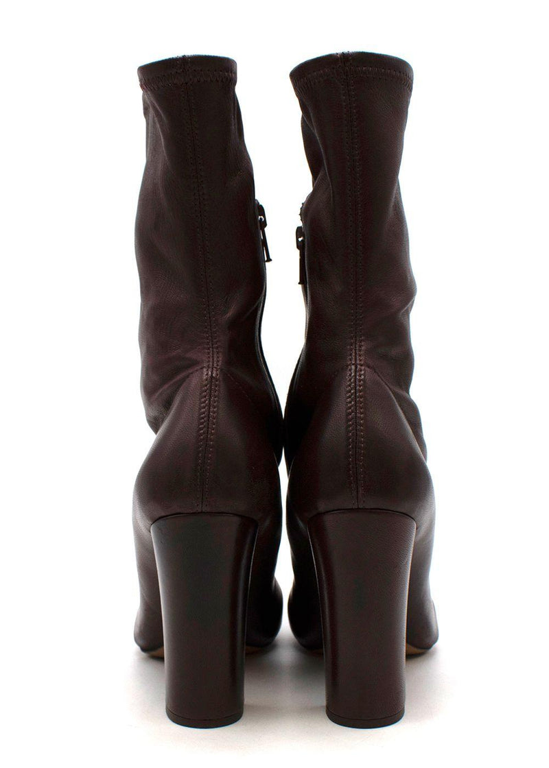 burgundy stretch-leather heeled boots