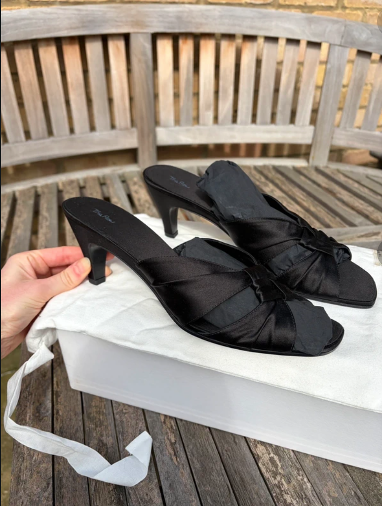 The Row Black Silk Mules