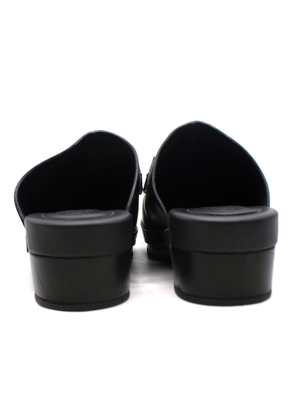 Brunello Cucinelli Black Bead-Embellished Leather Clogs