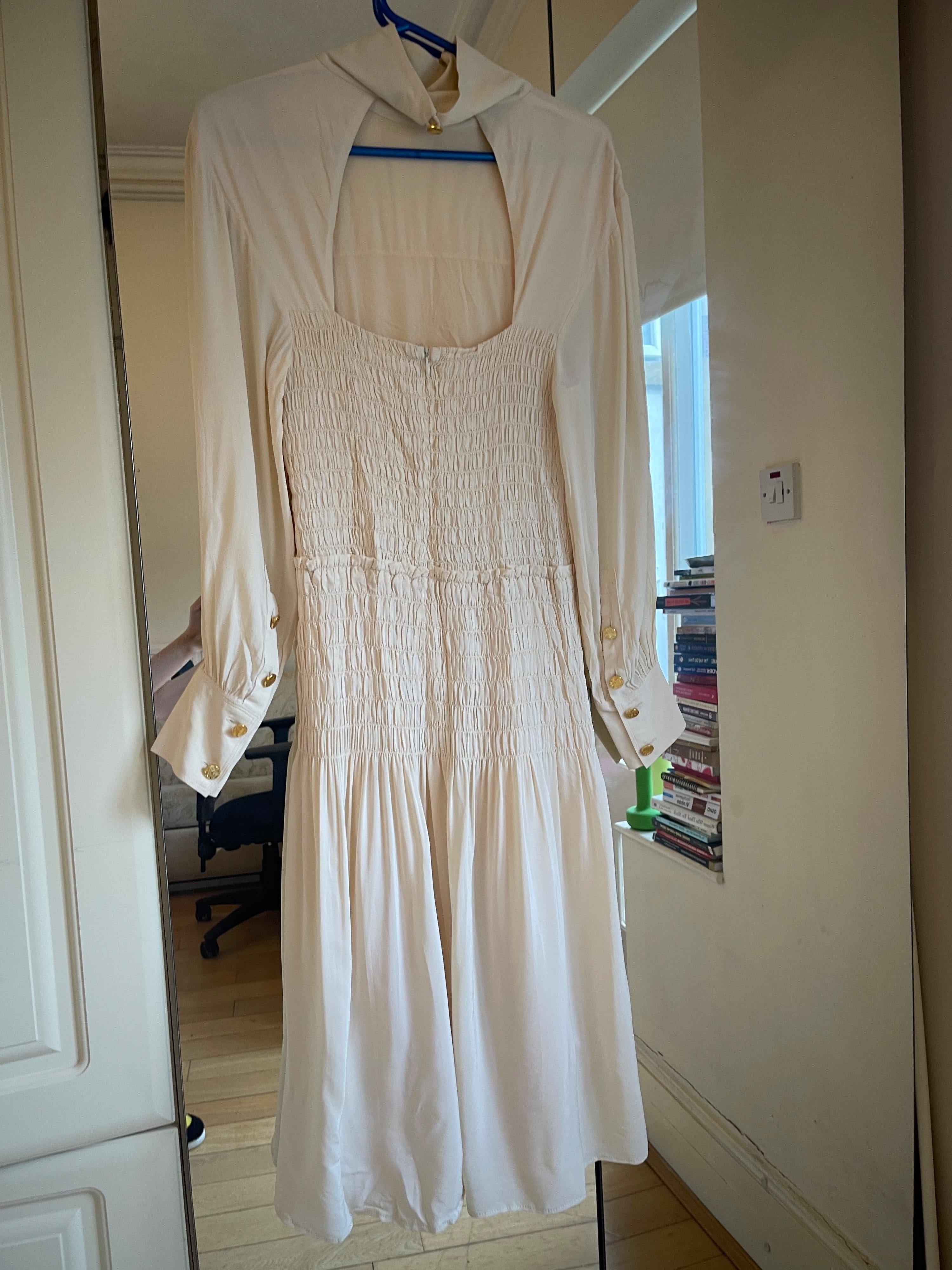 Proenza Schouler Cream Shirred Midi Dress