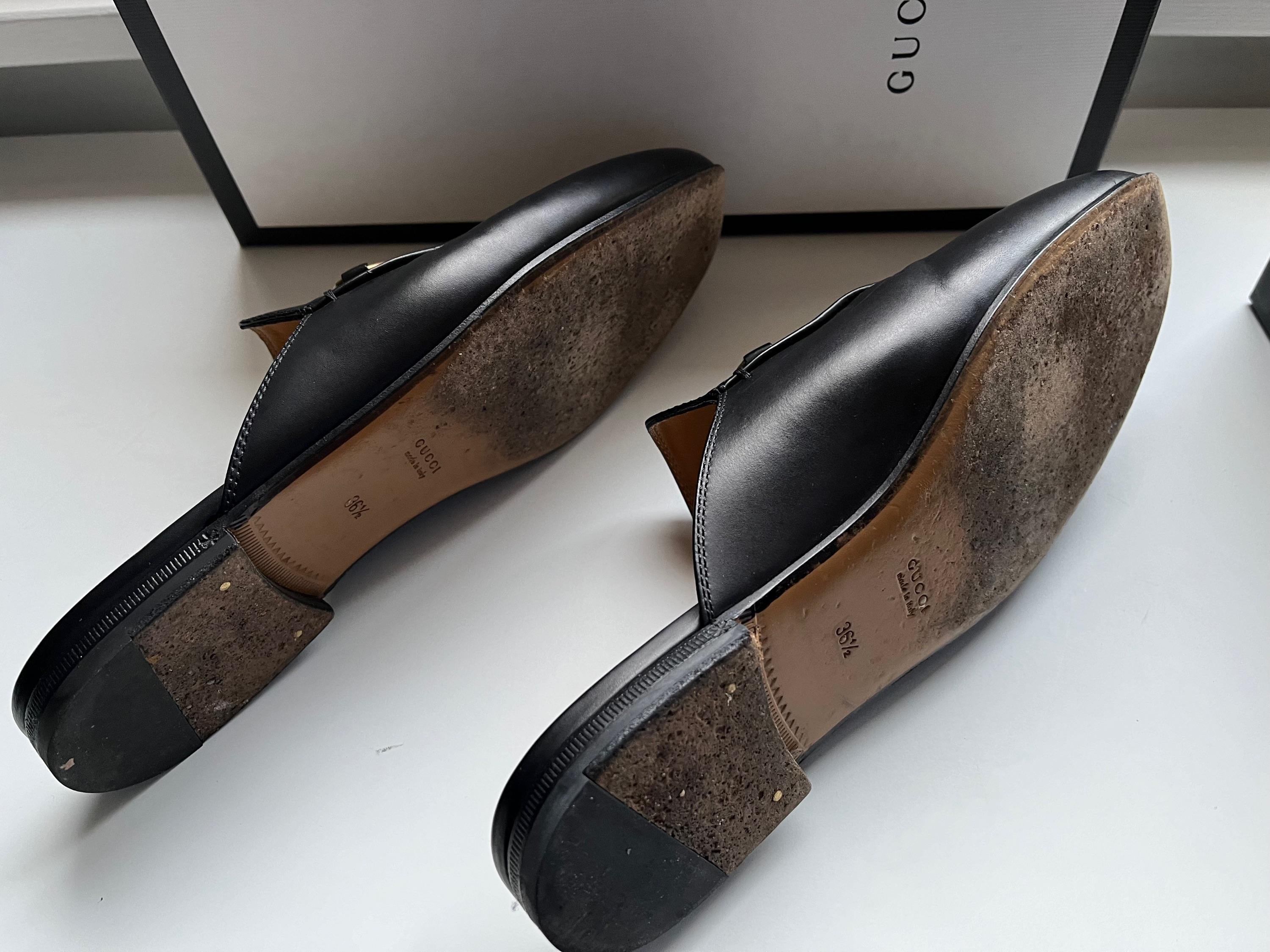 Gucci Black Leather Princetown Slippers