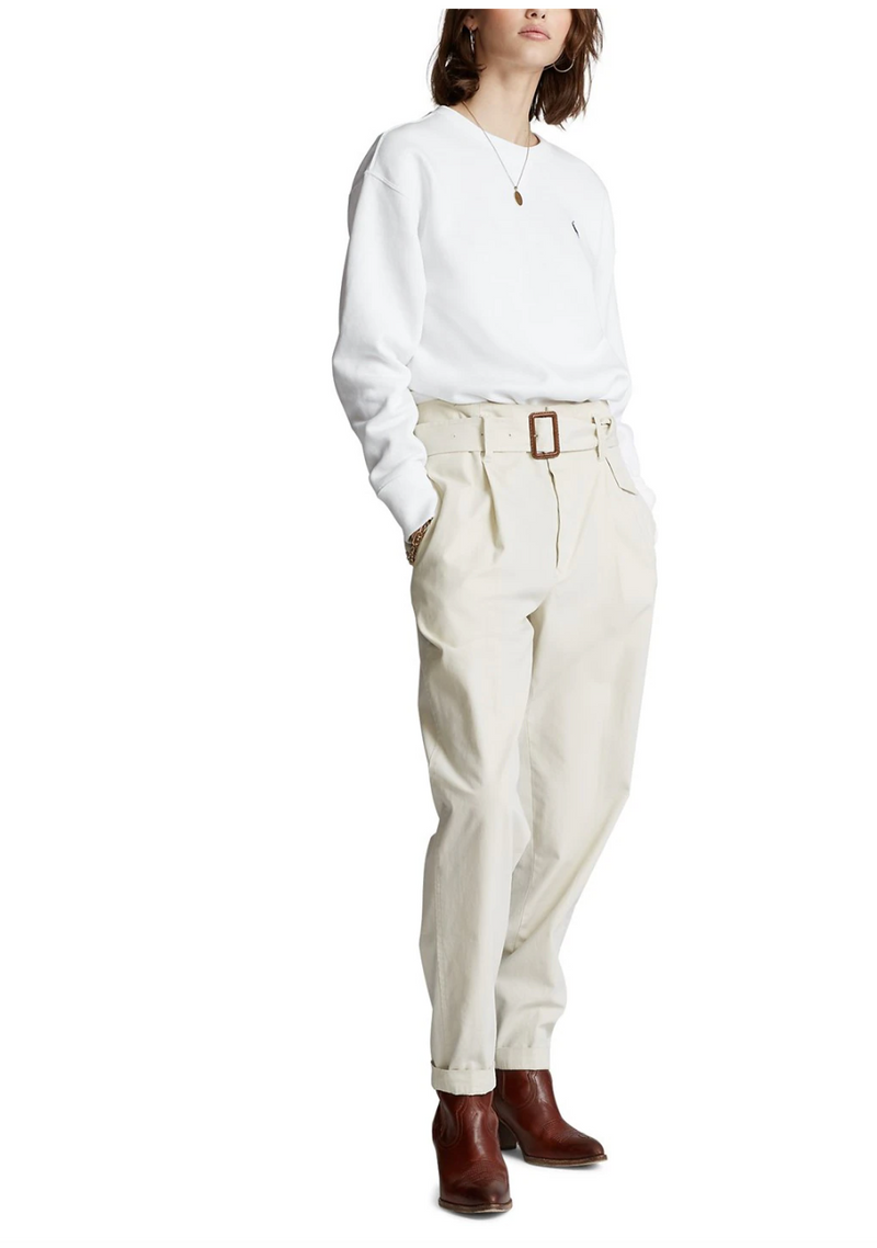 Polo Ralph Lauren White Fleece Crew Sweater