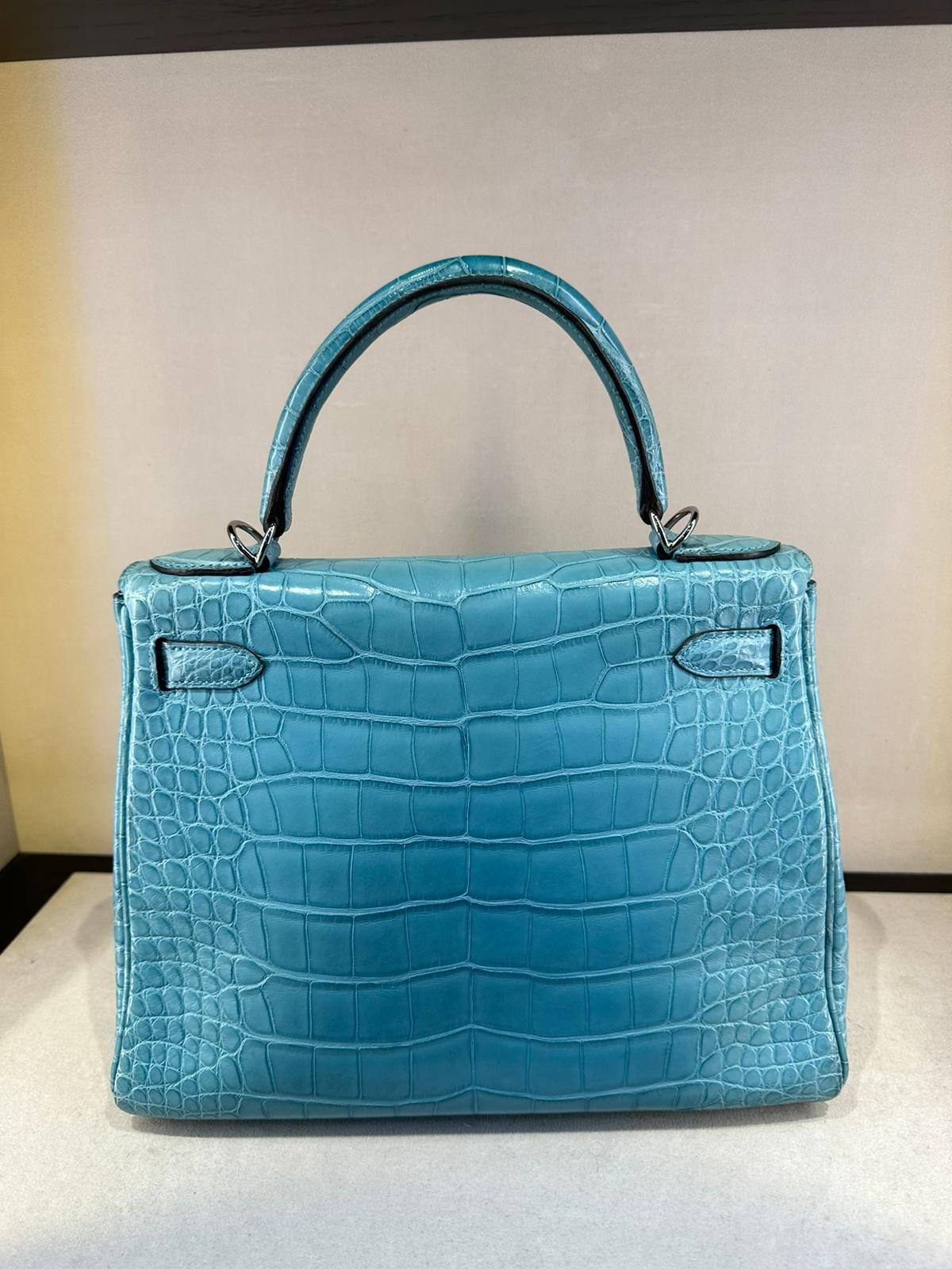Bleu Saint-Cyr Matte Alligator Kelly 28 PHW