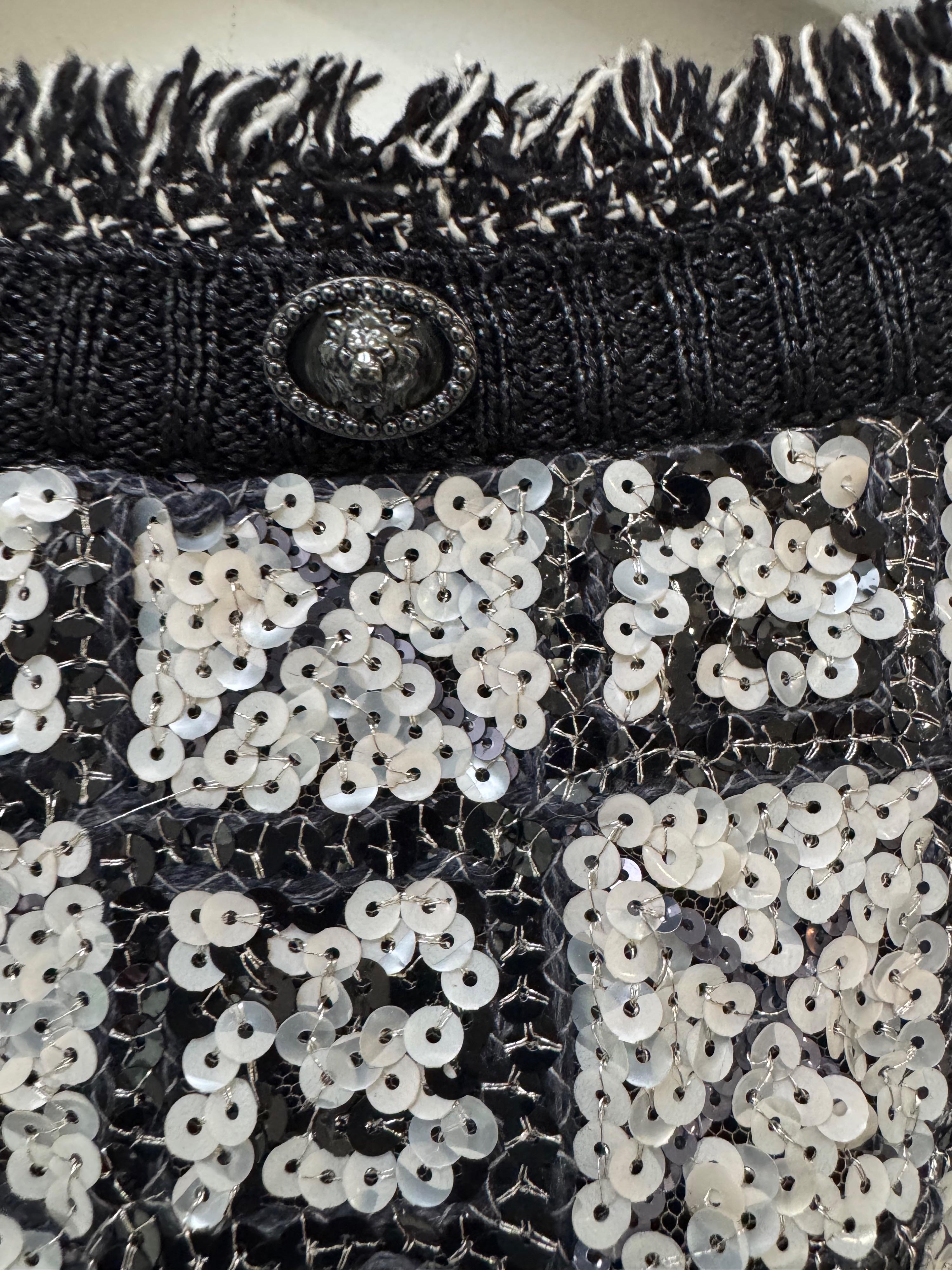 Chanel Black and White Sequin Embellished Dress