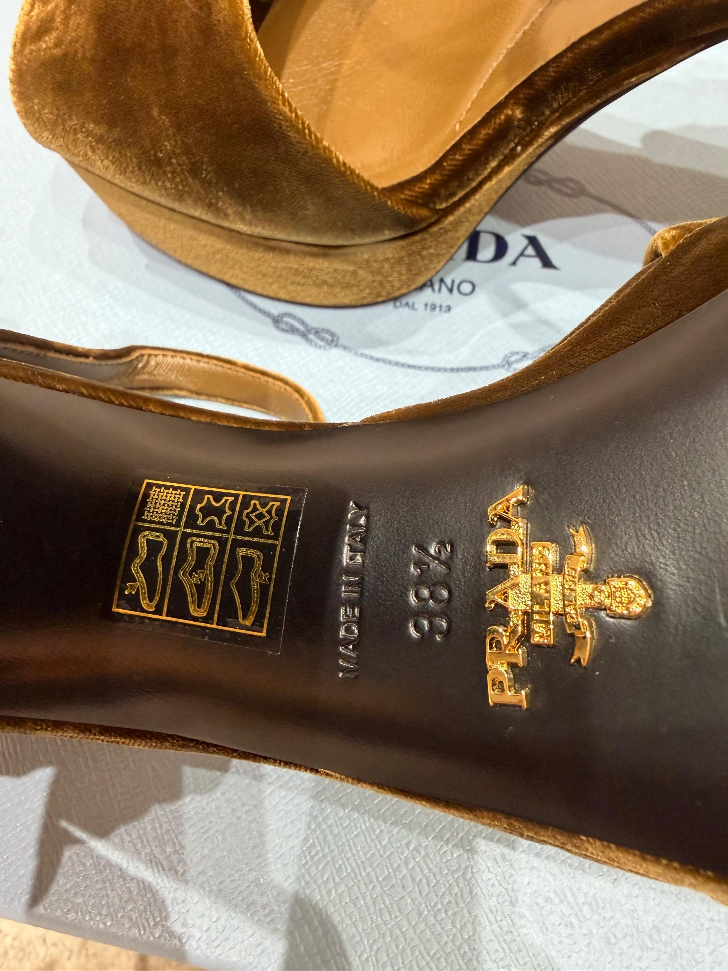 Prada Velvet Peep Toe Sandals
