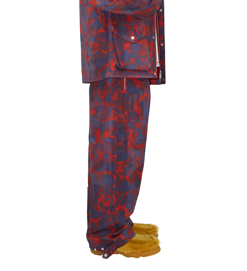 Purple and Red Printed Wide-Leg Trousers