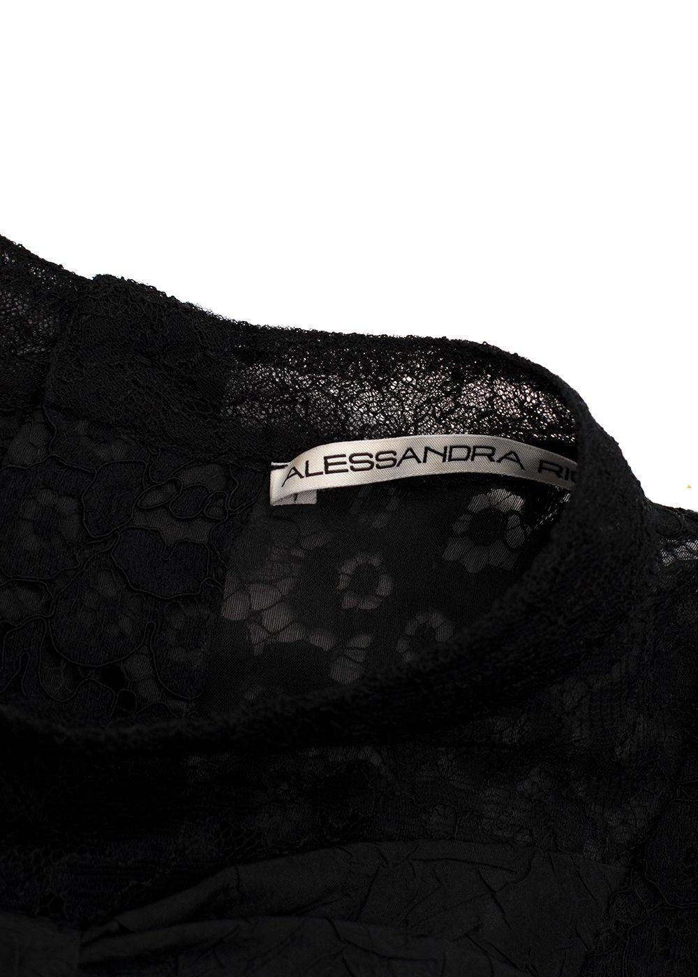 Alessandra Rich Black Lace Bow Mini Dress