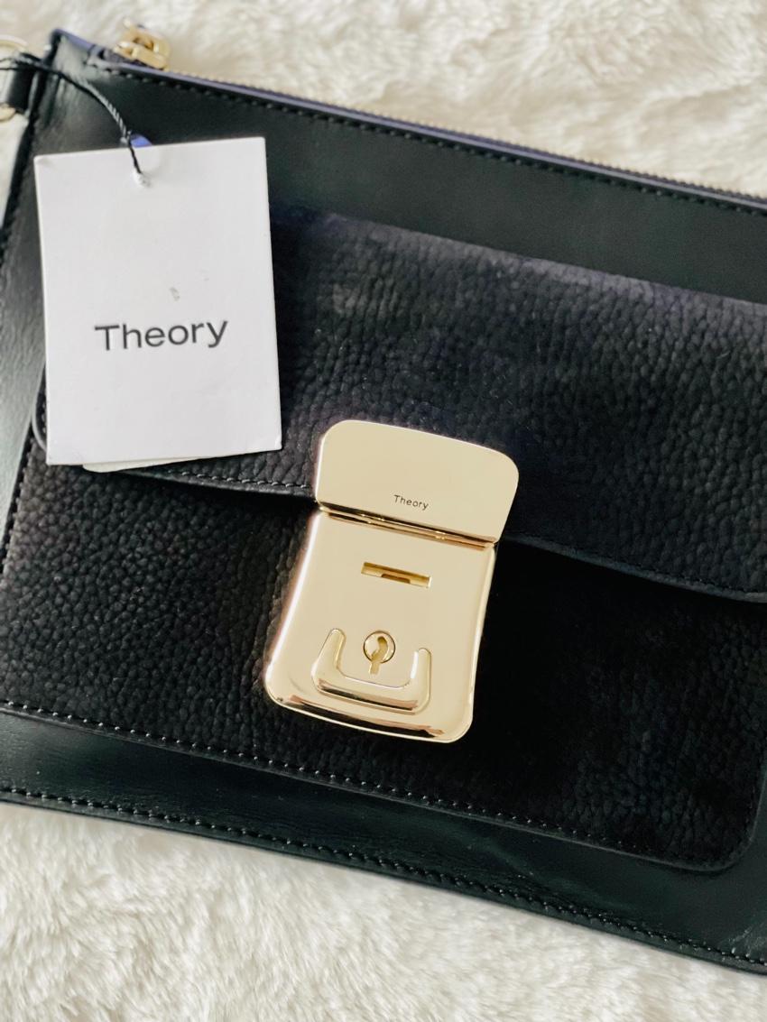 Theory Black Small Leather Clutch