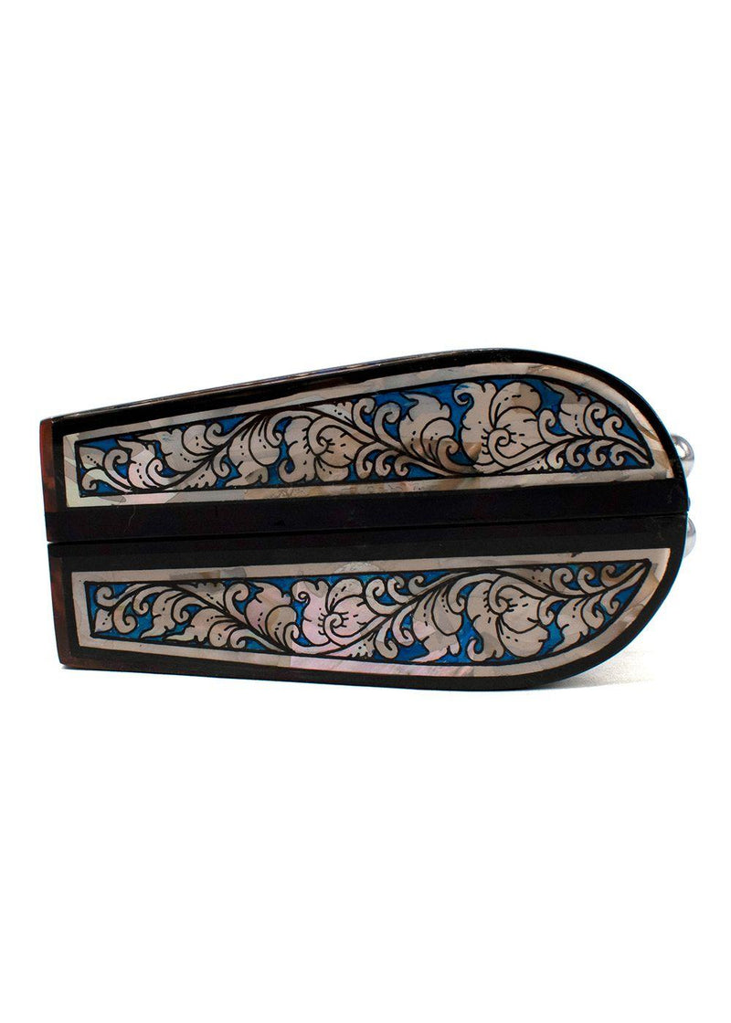 Bespoke Blue Patterned Mother of Pearl Clutch Bag