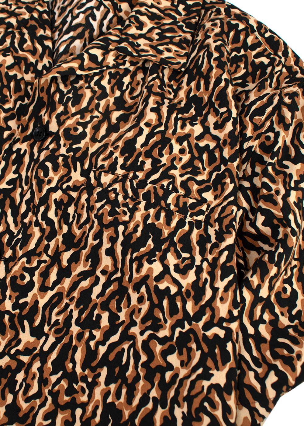 Saint Laurent Brown Printed Short Sleeve Shirt