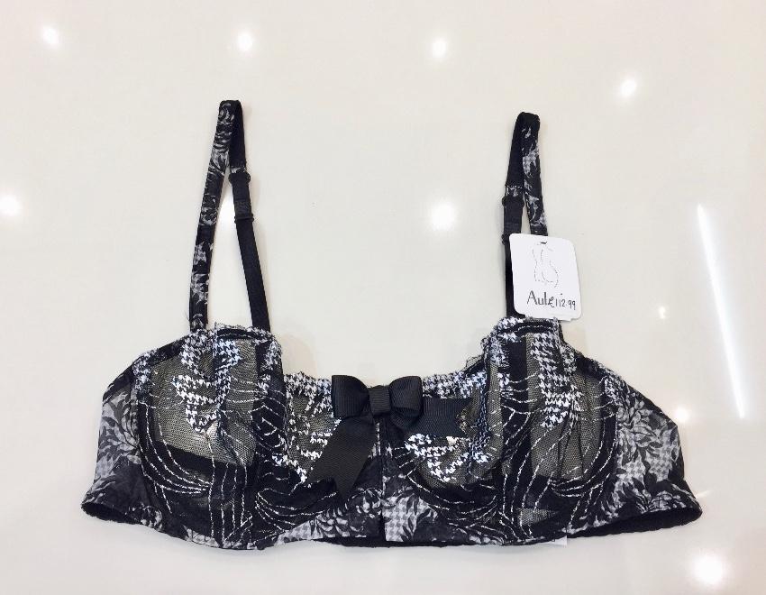 Aubade Embroidered Houndstooth Underwired Bra & St Tropez Set