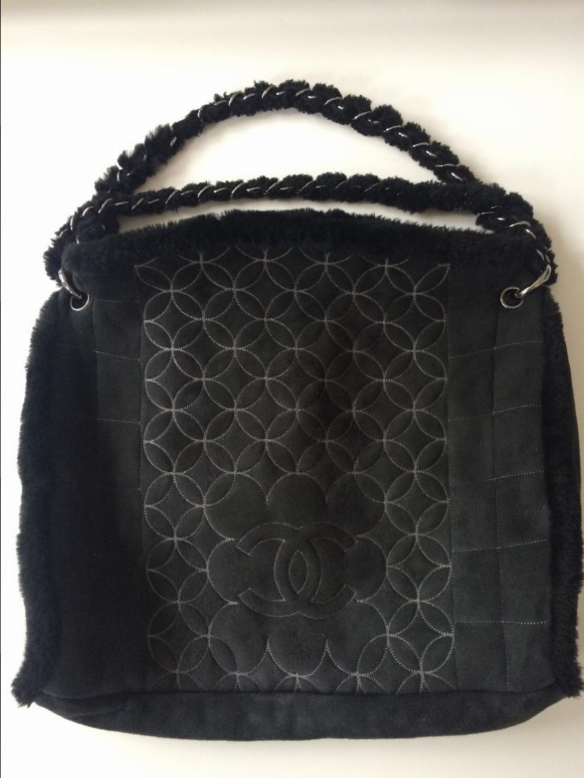 Chanel black suede bag