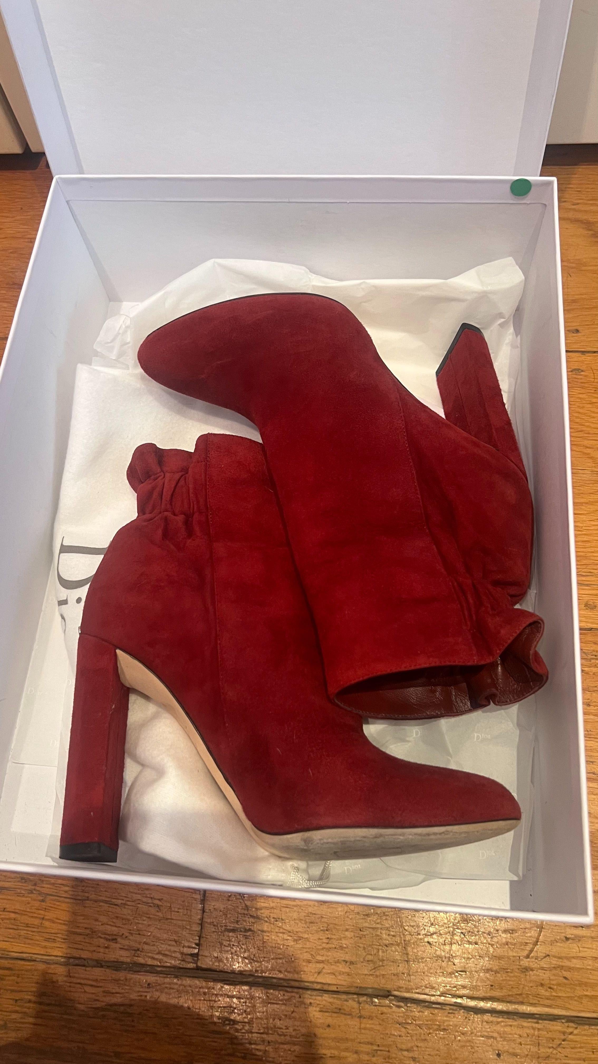 Burgundy Suede Ankle Boots