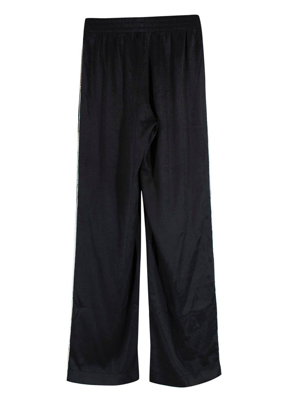 J Brand Black Satin Crystal Side Stripe Trousers