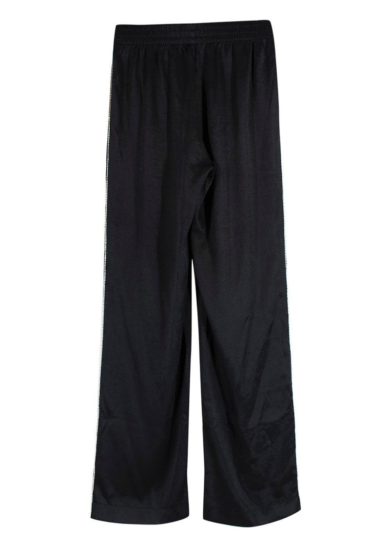 J Brand Black Satin Crystal Side Stripe Trousers