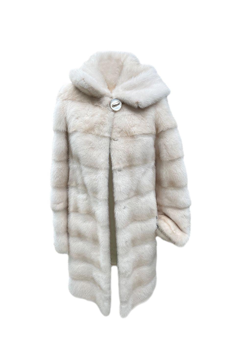 Beige Mink Fur Hooded Coat