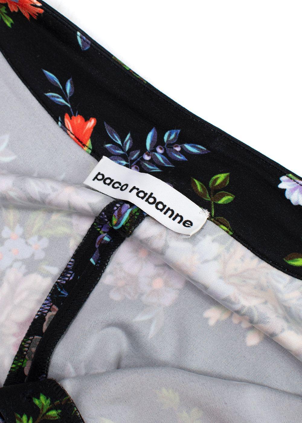 Paco Rabanne Black Floral Asymmetric Hem Skirt