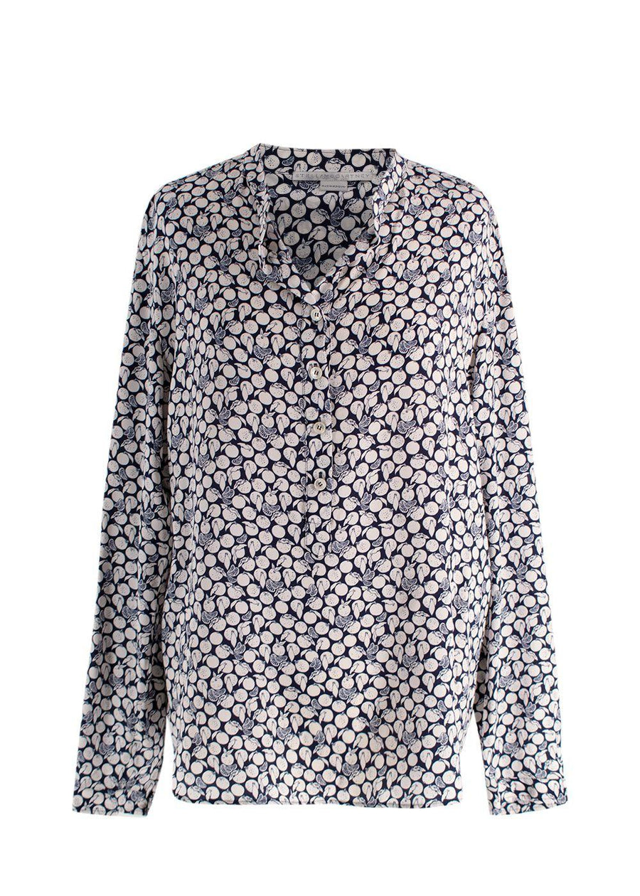 Stella McCartney Navy Lemon Print Silk Shirt