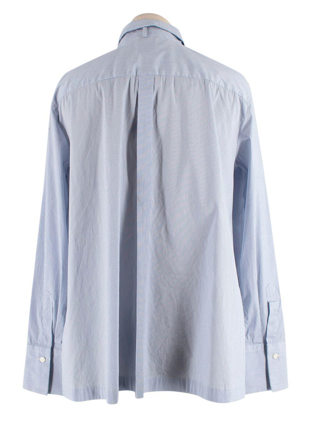 Brunello Cucinelli Blue Pin-Striped Cotton Shirt