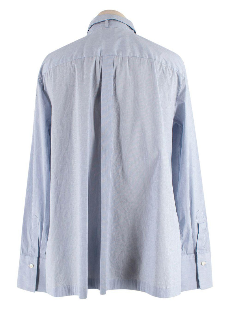 Brunello Cucinelli Blue Pin-Striped Cotton Shirt