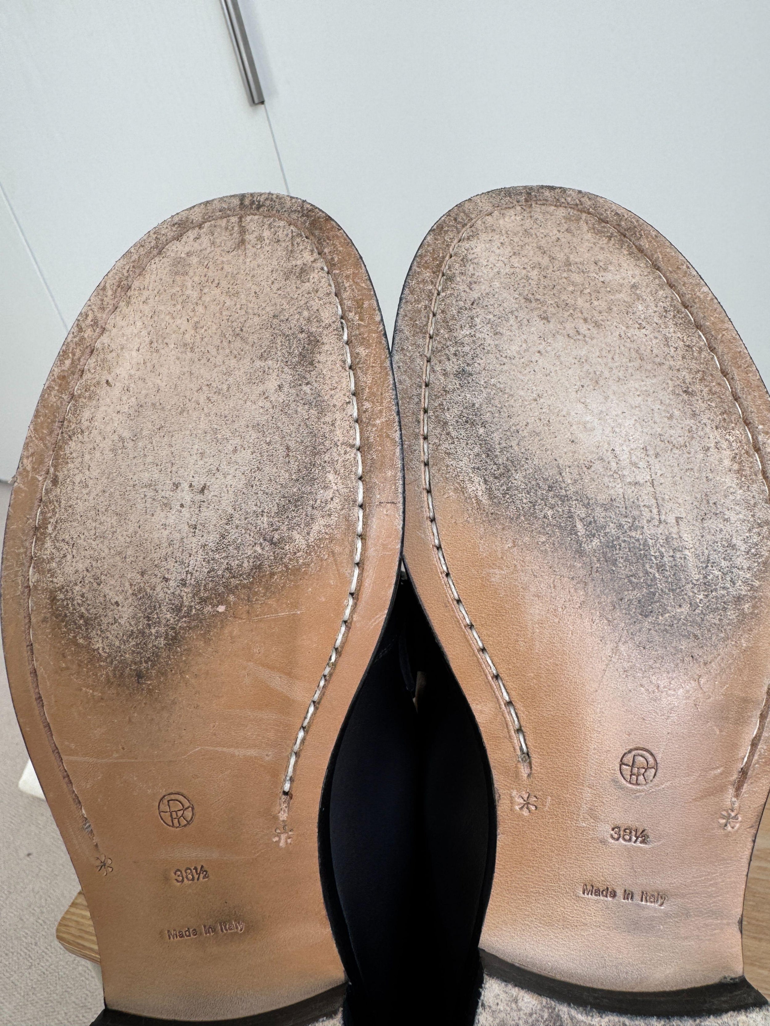The Row Black Leather 20mm Novus loafers