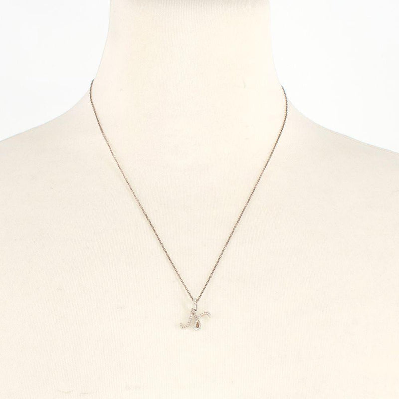 La Mome Bijou Crystal N Pendant Silver Necklace