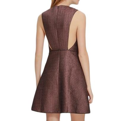 Maje Rose Gold Lurex Knit Rony Mini Dress