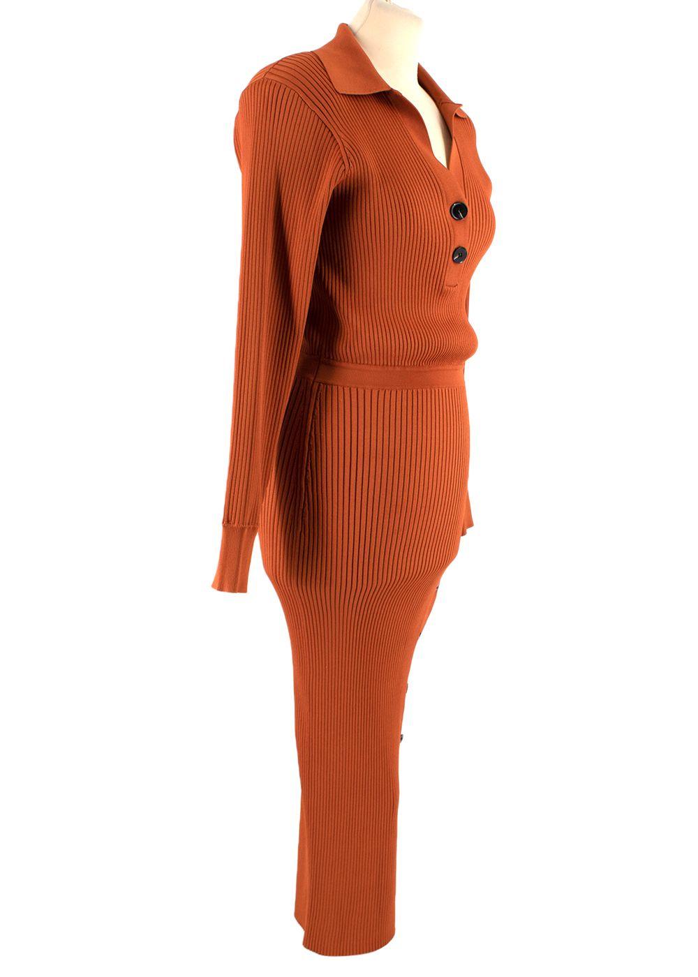 Rib Knit Polo Midi Dress