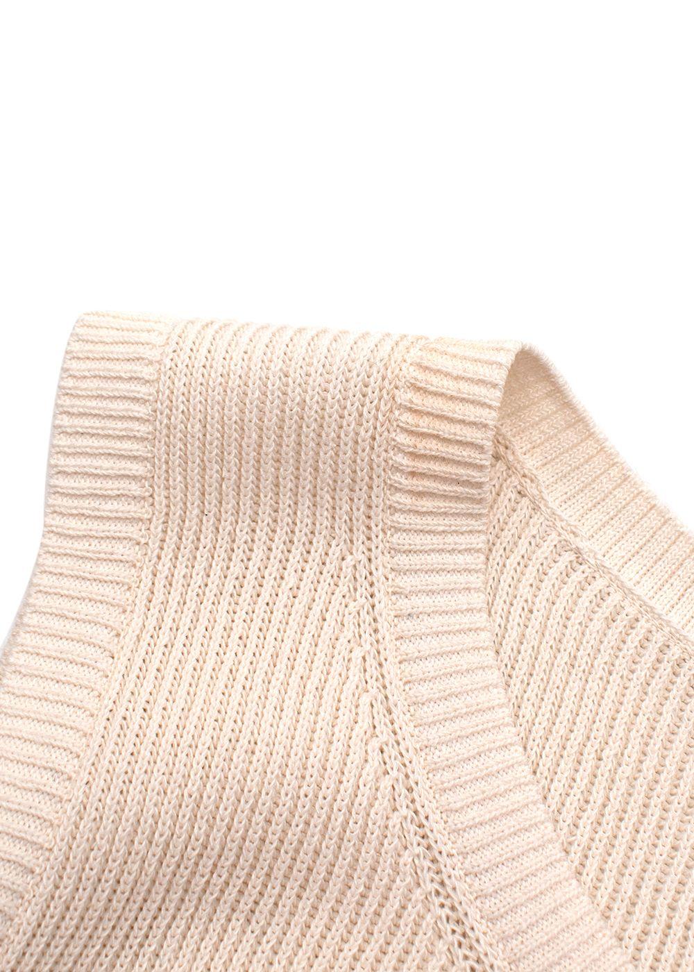 Cream Silk Blend Knit Striped Vest
