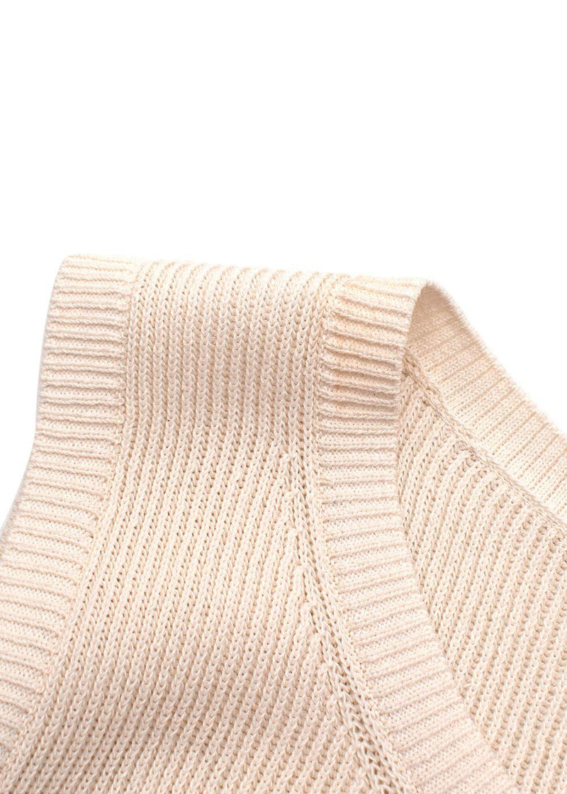 Cream Silk Blend Knit Striped Vest