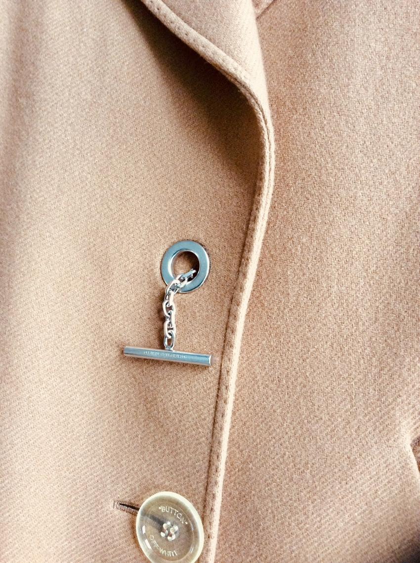 Off White Wool Blend Longline Camel Jacket