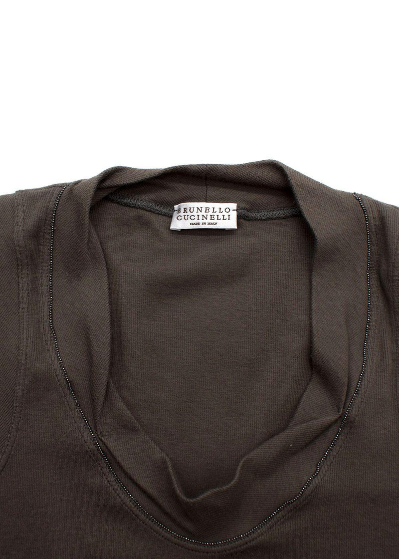 Brunello Cucinelli Soft Ribbed V Neck Tank Top