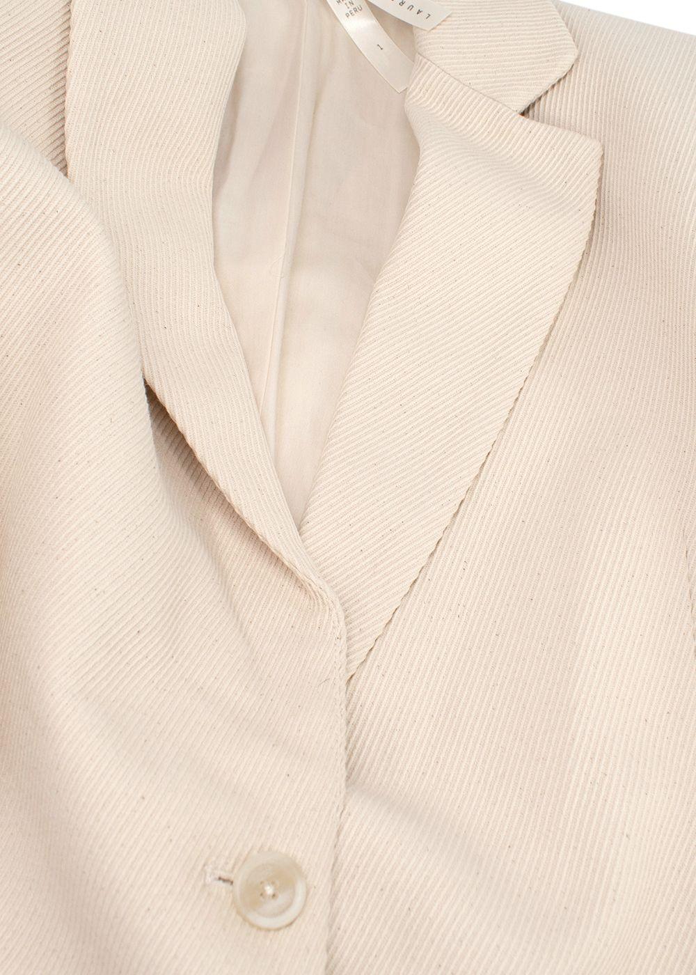 Lauren Manoogian Cream Ribbed Single Breasted Blazer and Trouser Suit
