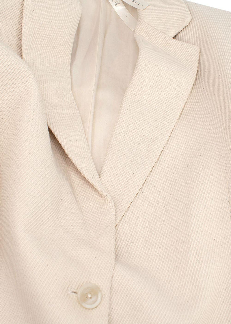 Lauren Manoogian Cream Ribbed Single Breasted Blazer and Trouser Suit