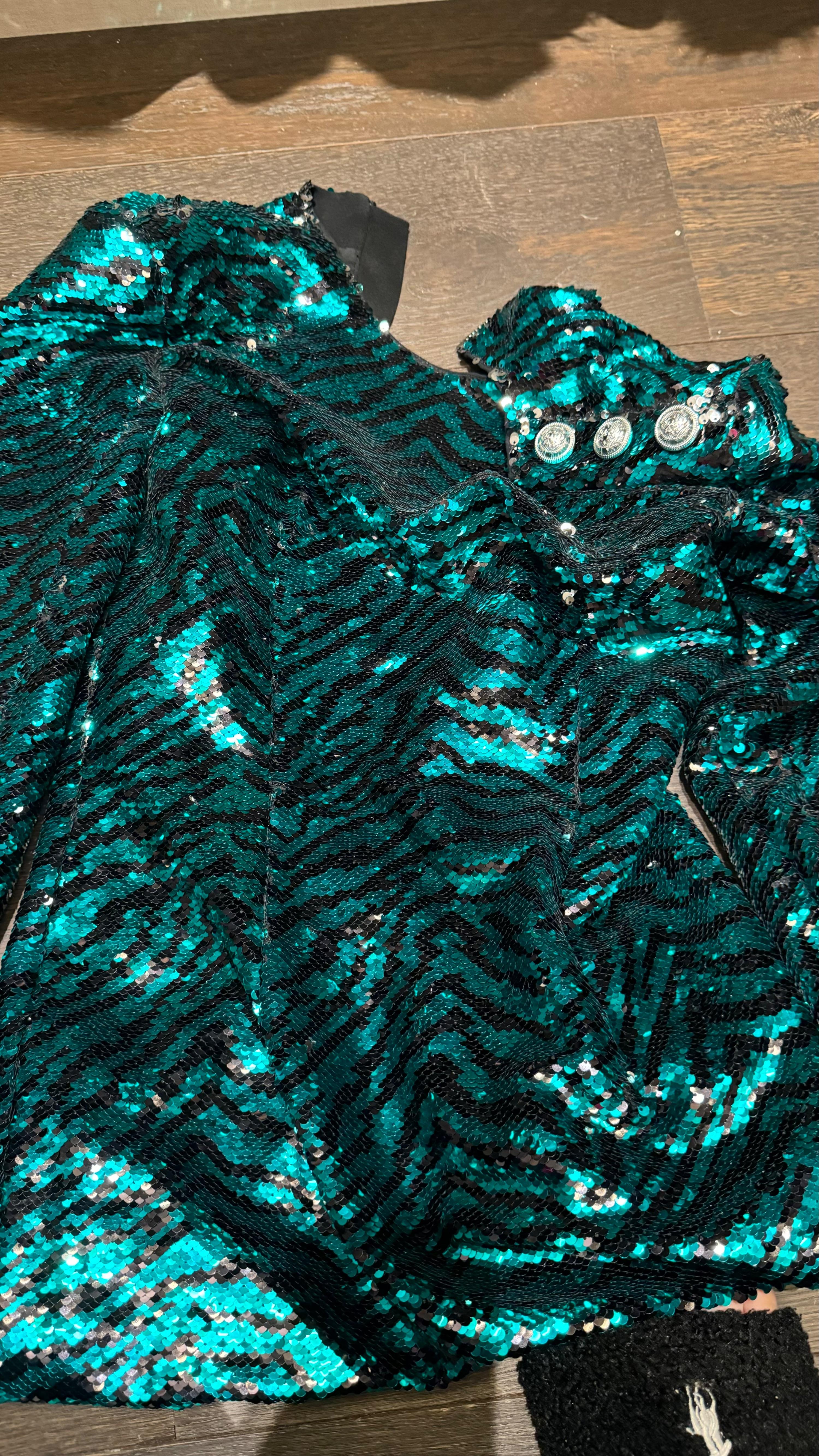 Balmain Green Sequin Mini Dress