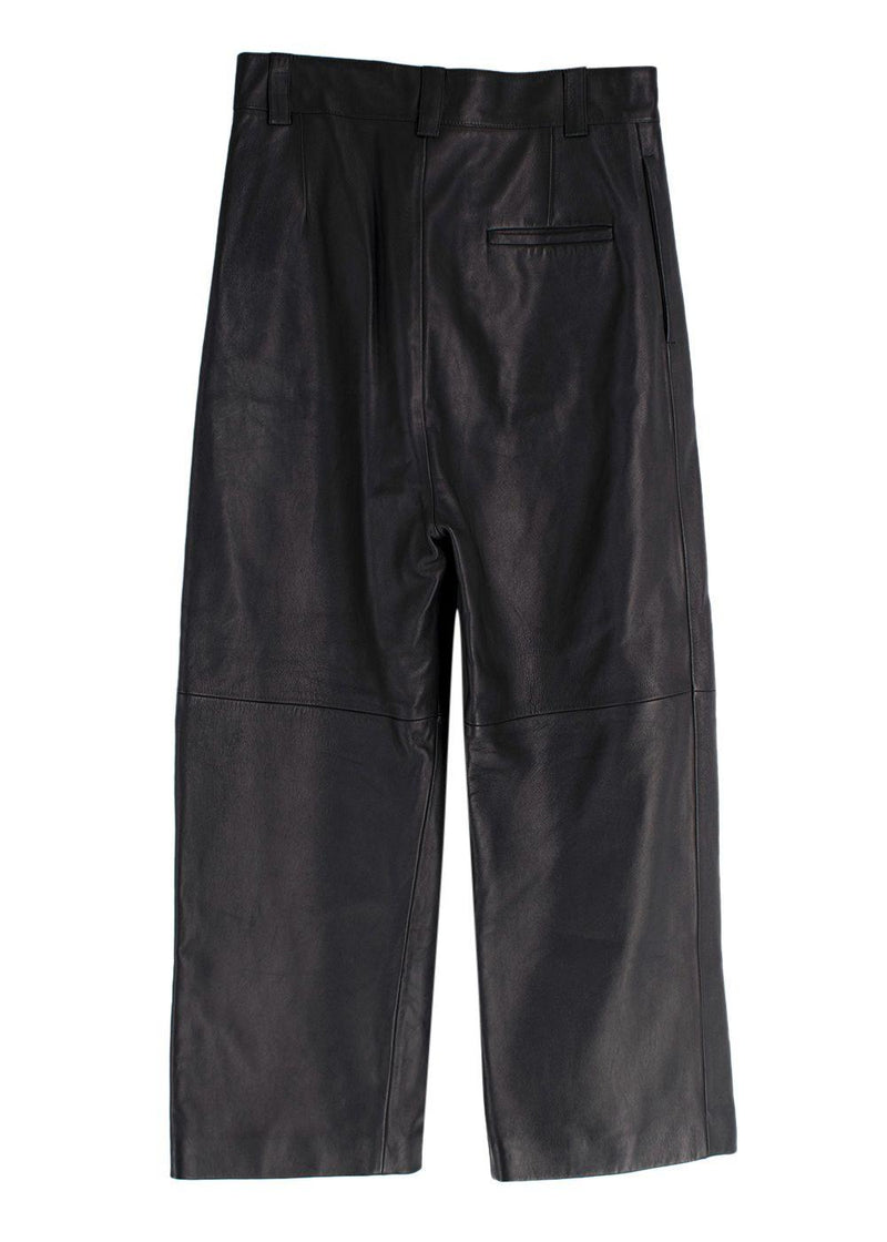 Balenciaga Black Unisex Straight Leg Leather Trousers