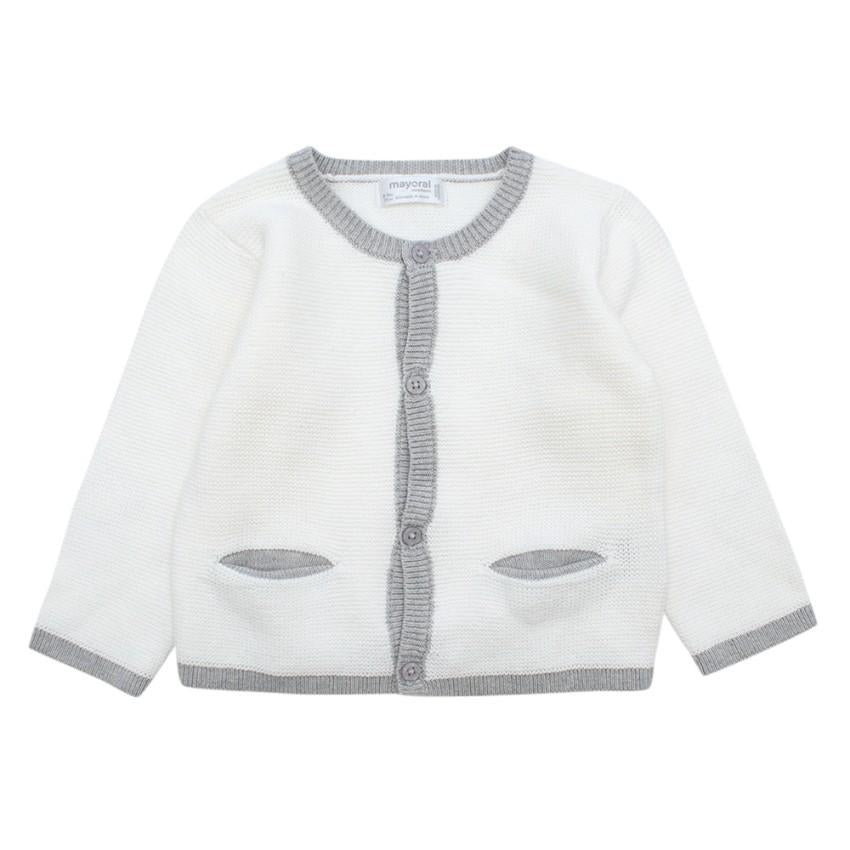 Mayoral New Born White and Grey Cardigan