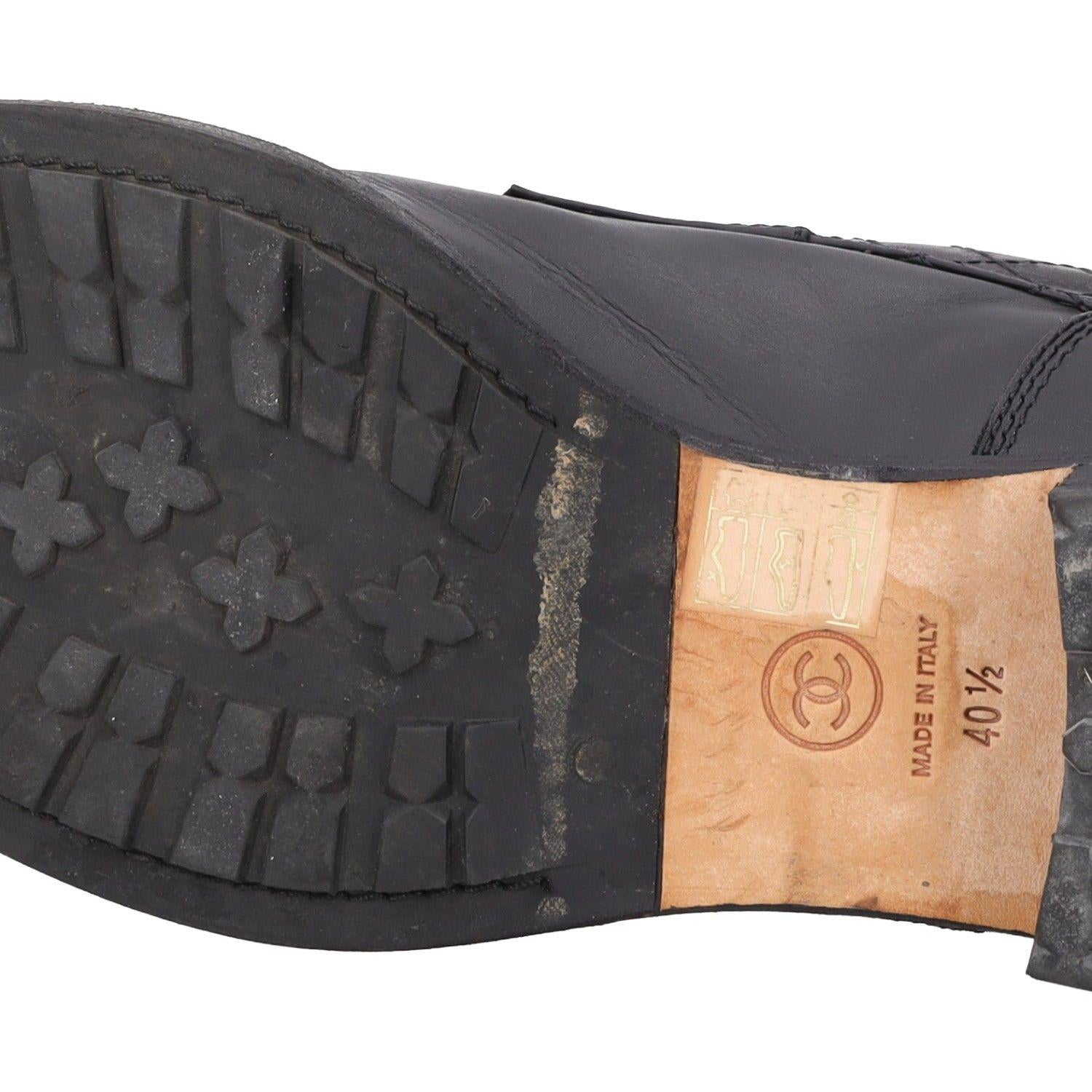 Chanel Interlocking CC Logo Leather Combat Boots
