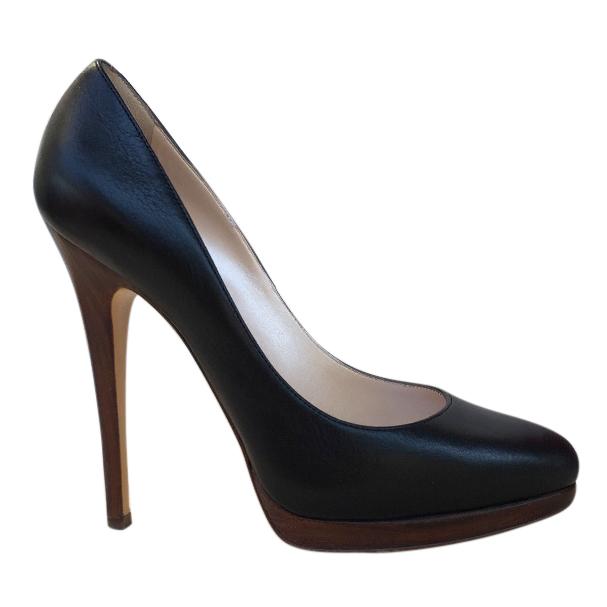 Casadei black leather pumps