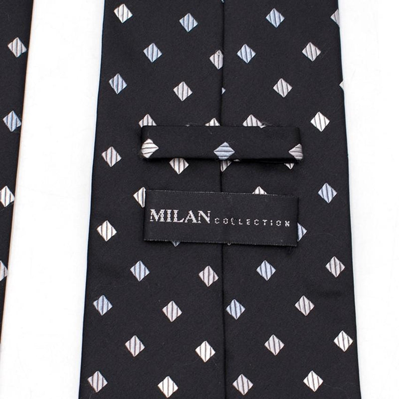 Milan Collection Black Silk Polka Dot Tie