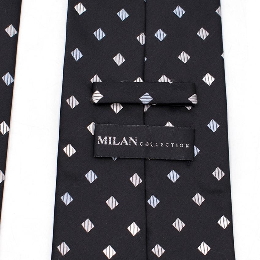 Milan Collection Black Silk Polka Dot Tie