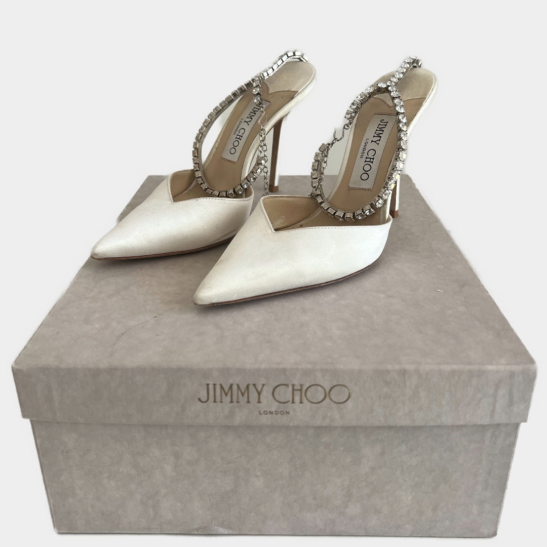 Saeda 100mm Crystal Anklet Pumps