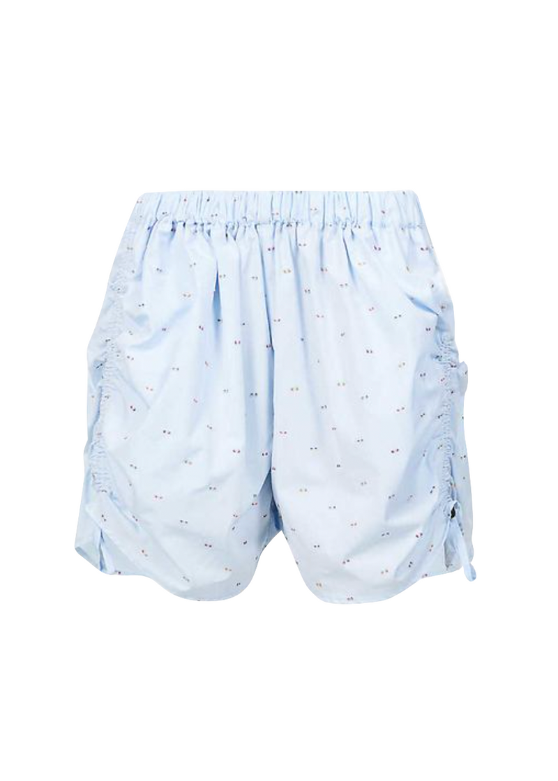 Embroidered High Rise Cotton Poplin Shorts