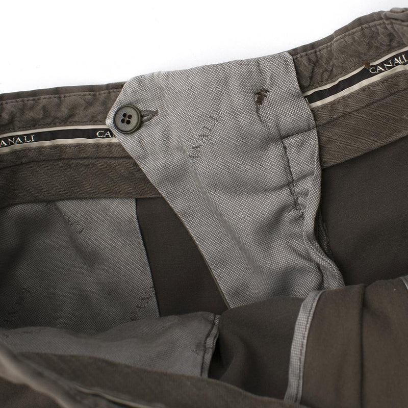 Canali Brown Cotton Straight Leg Trousers