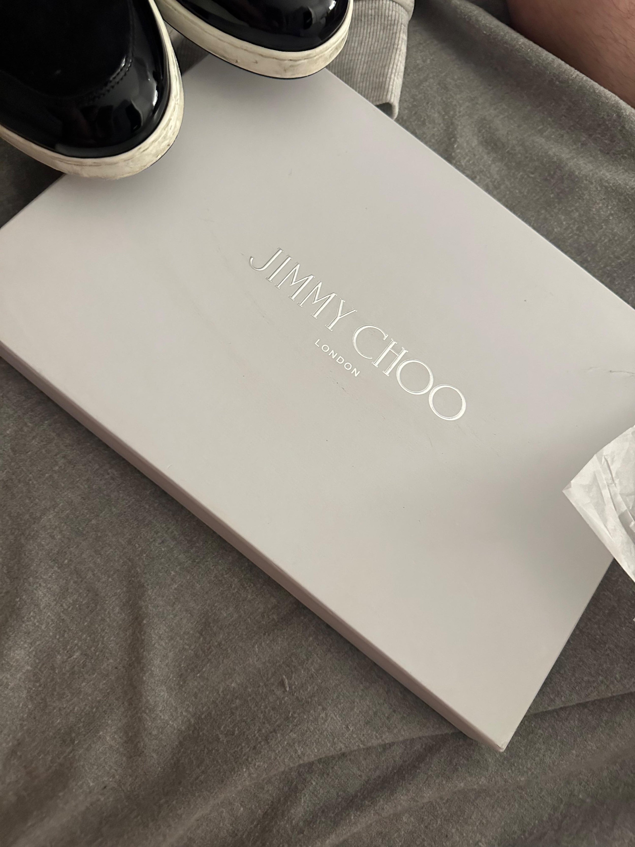 Jimmy Choo Black Suede and Patent Leather Miami Trainers