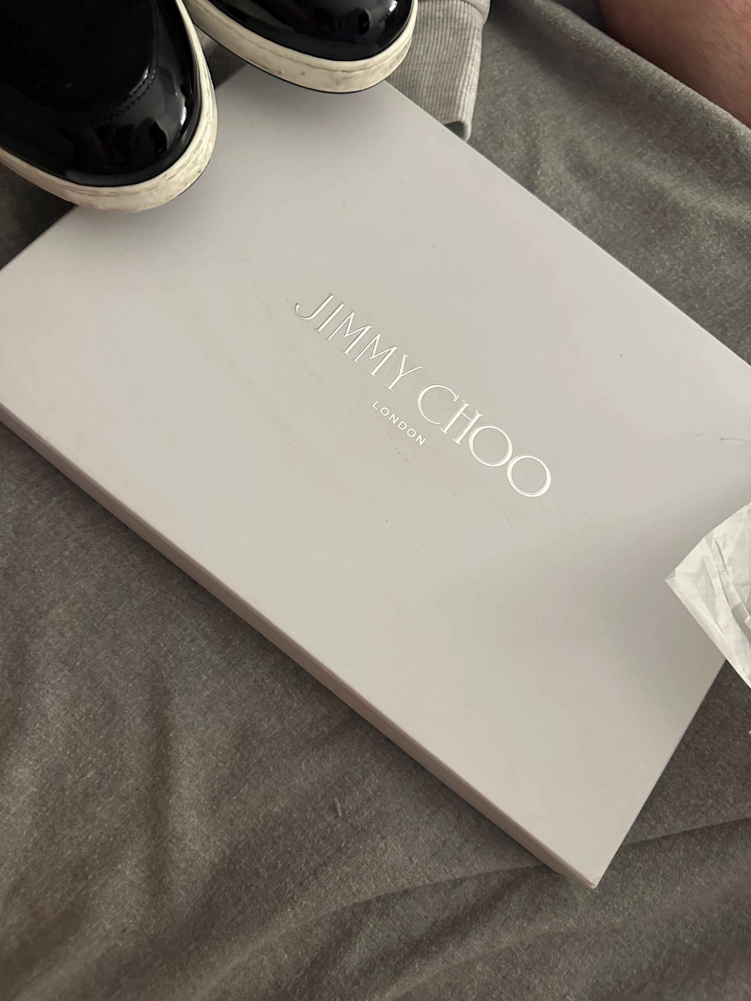 Jimmy Choo Black Suede and Patent Leather Miami Trainers