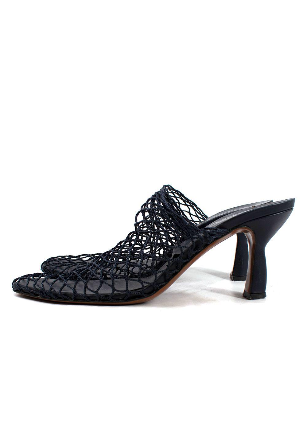 Neous Navy Bophy Fishnet Mules