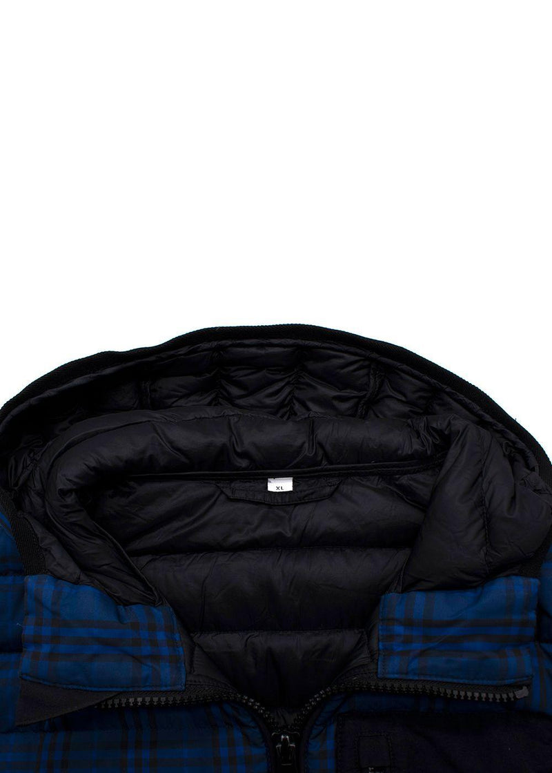 Burberry Blue Check Nylon Hooded Puffer Gilet