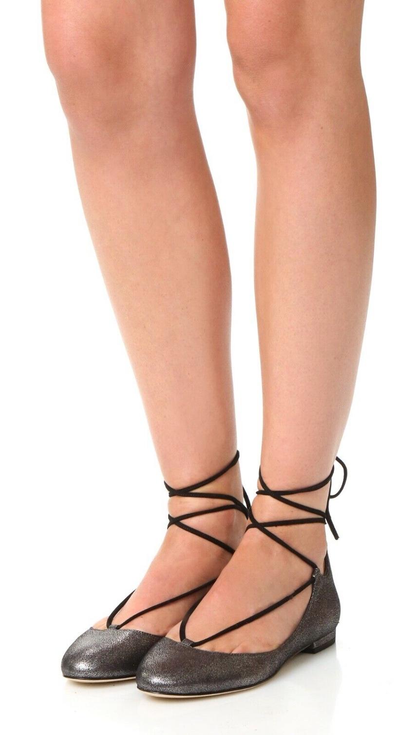 DVF Metallic Lace-Up Ballerinas