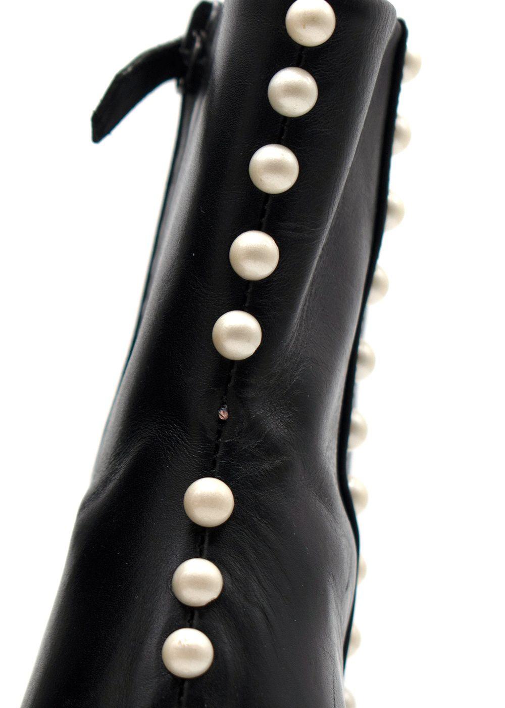 Aquazurra Firenze Black Follie Pearl Boots